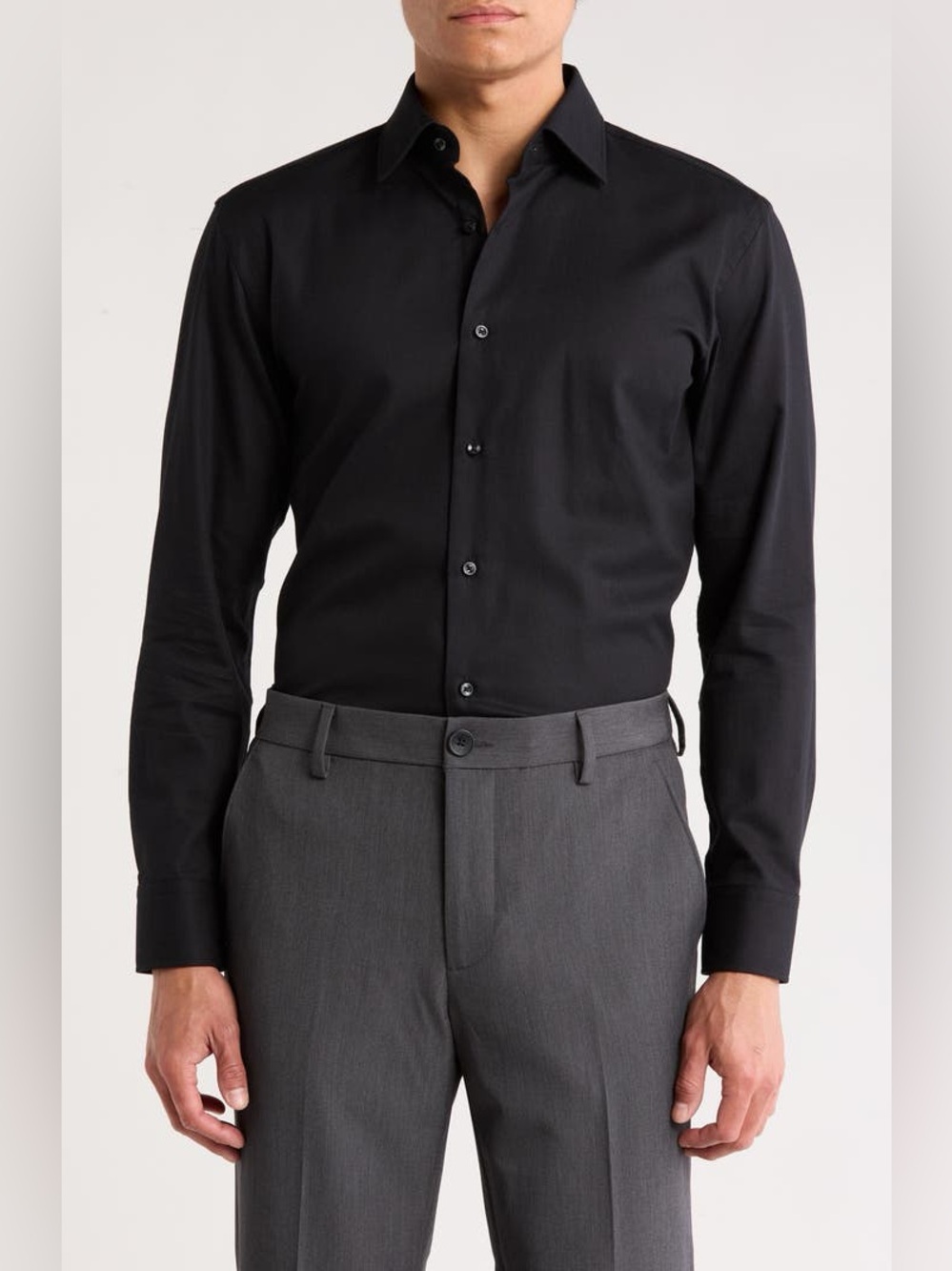 HUGO Black Long-Sleeve Dress Shirt